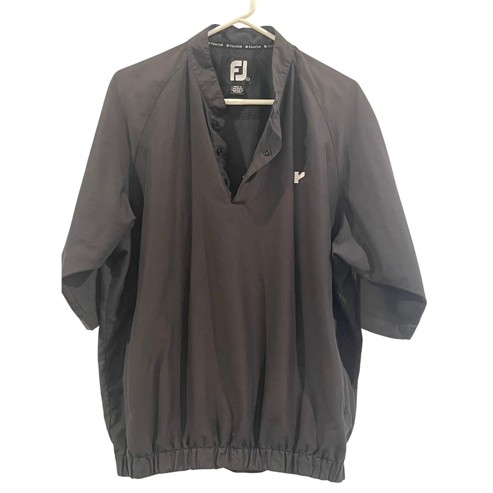 00143 - FootJoy Golf Pullover Windbreaker Dark Gray Mens Medium 1/4 Snap - Picture 1 of 15